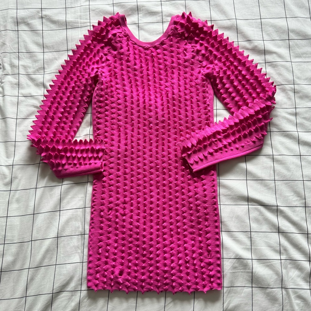 Pink Textured Mini Dress - Picture 11 of 11